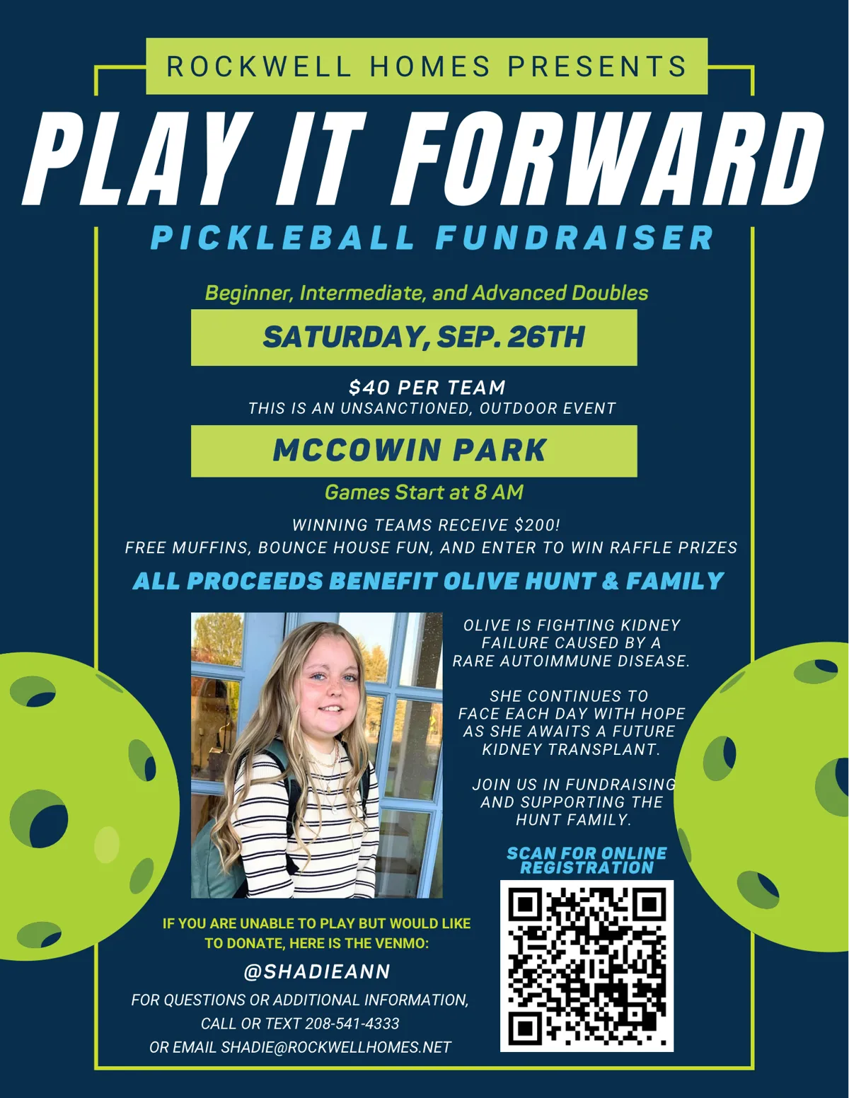 Play It Forward Pickleball Fundraiser flyer